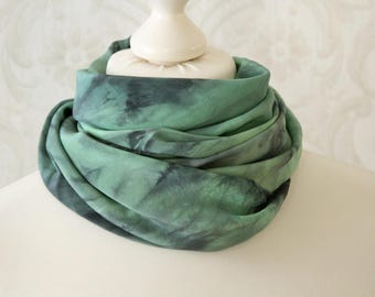 Bufanda de seda, verde y azul sinfonía, regalo para el Día de la Madre