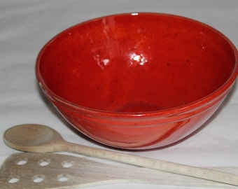 red salad bowl middle bowl pottery pottery