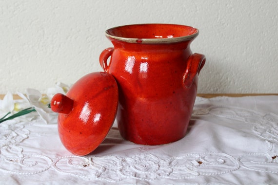 Roter Vorratstopf extra groß Tontopf Keramik rot getöpfert Etsy.de