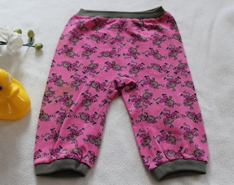 Pink baby pants size. 86 stitched handmade motif monkeys