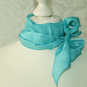 Silk scarf extra narrow scarf light blue silk gift women