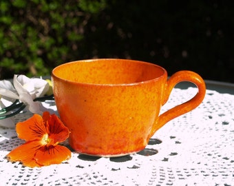 Tasse Kaffeetasse Teetasse orange Keramik getöpfert