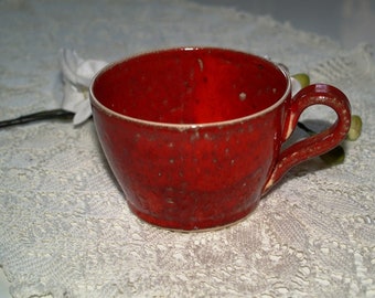 Cup of red ceramic potted poppy coffee cup tea cup