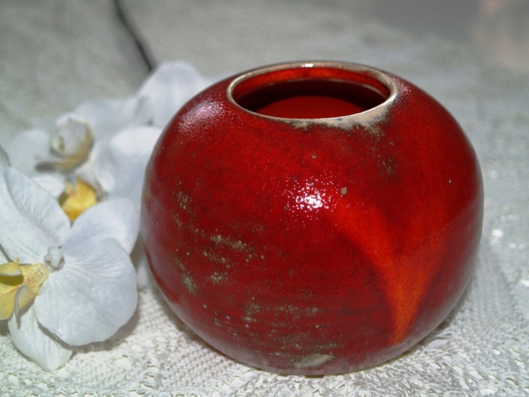 Ball Vase Red Vase Pottery Series Poppy Pottery Handmade - Etsy