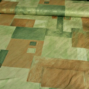 Decorative fabric opaque fabric curtain fabric green beige patterned sold by the meter