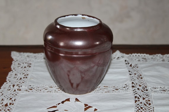 Braune Keramik Vase Blumenvase getöpfert Handarbeit