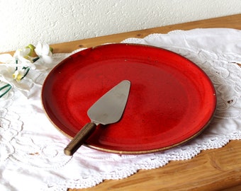 Red Plate extra large pizza plate Cake plate Kermik