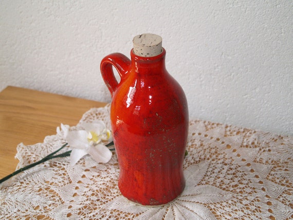 Flasche getöpfert rote Keramik für Essig Öl Deko