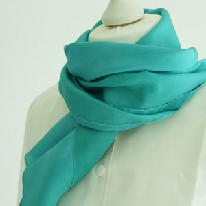 blue silk scarf silk light blue 90 cm handmade gift women
