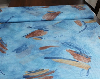 Curtain fabric decorative fabric blue brown fabric transparent sold by the meter