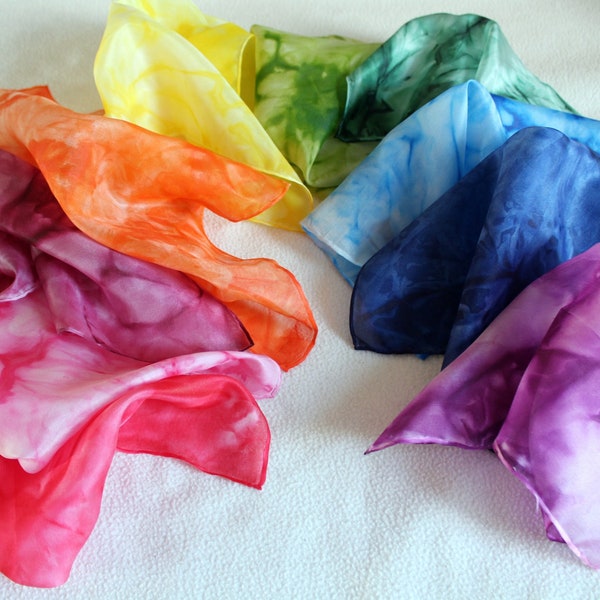 10 Toy Towels Rainbow Mini Silk Scarves Scarves Silk