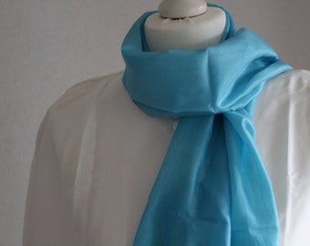 blue silk scarf light blue scarf made of silk handmade