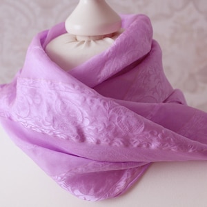 Silk scarf large scarf made of silk purple with lurex handmade gift women