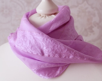 Silk scarf large cloth made of silk violet with lurex handmade gift women