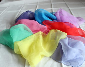 8 colorful silk scarves set creative mini play cloth made of chiffon silk