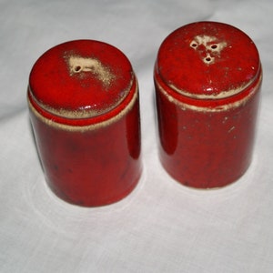red pepper shakers & salt shakers made of ceramic poppy