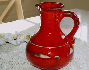 Krug aus Keramik großer getöpferter Krug rot Mohn Geschirr Serie
