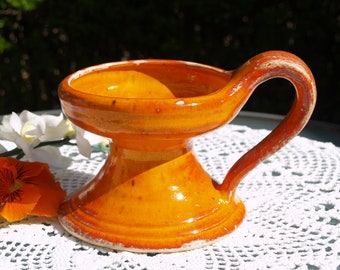 Candle holder Orange Large Pottery Ceramics