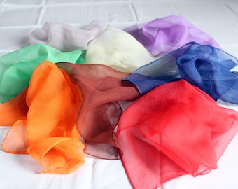 Play scarves 8 colorful silk scarves set creative made of chiffon silk