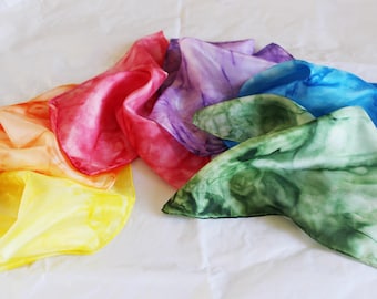 Play cloths 6 cloths made of silk rainbow 28 cm silk scarves children