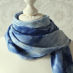 Silk scarf symphony in blue handmade gift birthday