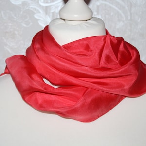 Scarf Lady in Red silk scarf red 90 cm gift for women