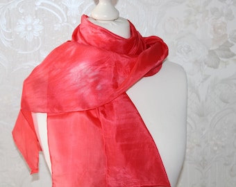 roter Schal aus Seide Seidenschal handcoloriert