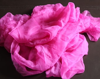 Chiffon Stoff Seide rosa 225 x 55 cm handgefärbt