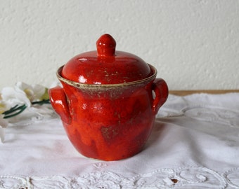 Storage pot medium red clay pot ceramic poppy pottery