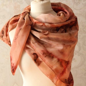large silk scarf color whisper brown red scarf silk