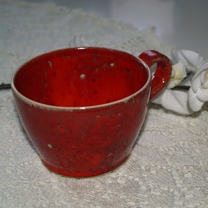 Tasse rote Keramik getöpfert Mohn Kaffeetasse Teetasse Bild 4