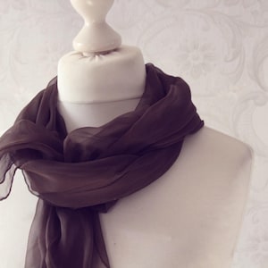 Scarf chiffon silk dark purple silk scarf handmade gift