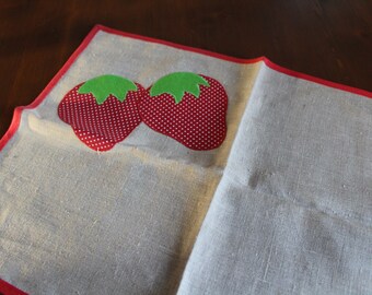 Table runner strawberry handmade unique piece