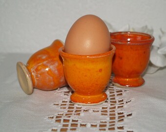 Eierbecher klein orange Keramik getöpfert