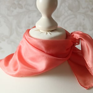 Satin Nicky scarf salmon small scarf handmade gift Mother's Day