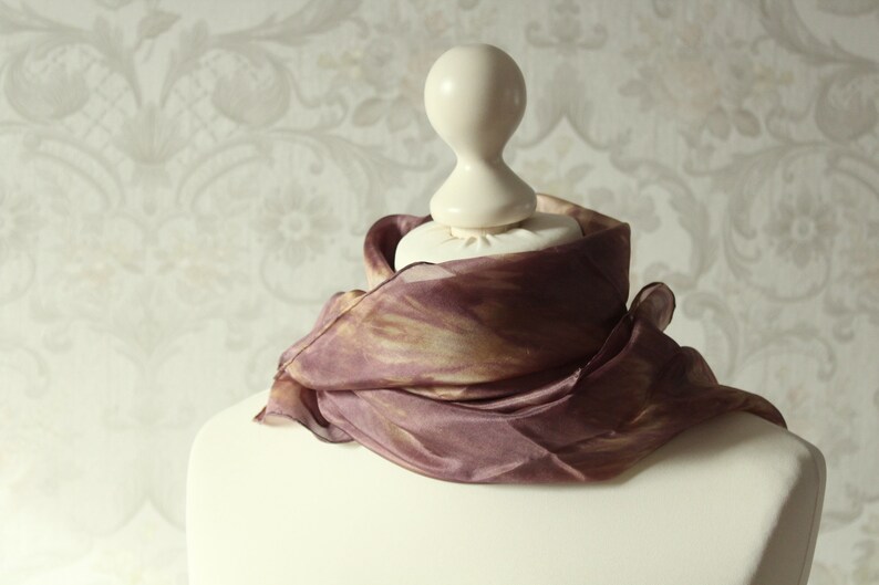 Brown Beige Silk Scarf Handmade Gift Grandma Mom Mother's Day Etsy UK