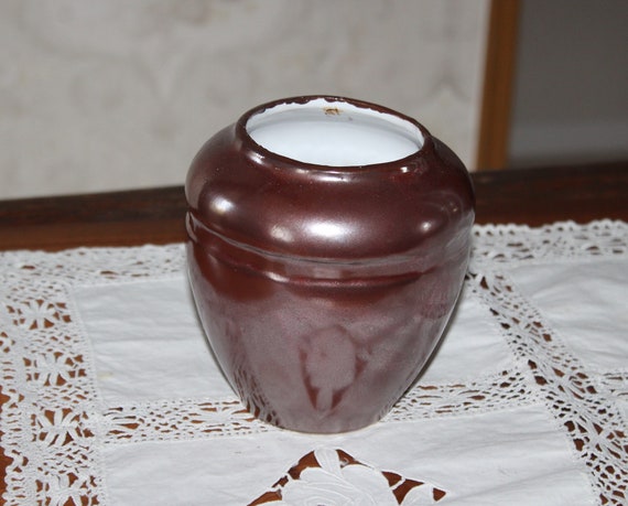 Braune Keramik Vase Blumenvase getöpfert Handarbeit