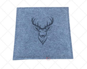Felt seat cushion, deer with laser engraving