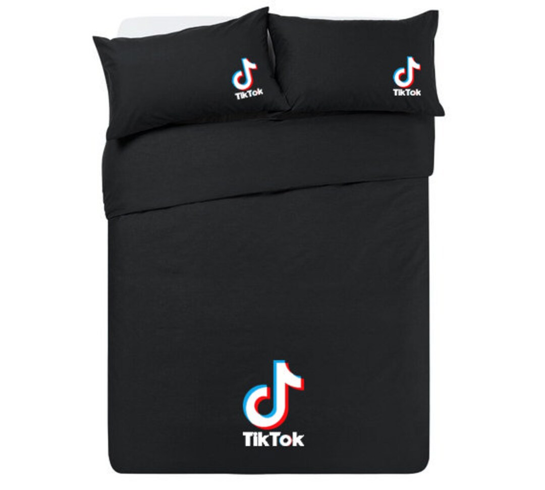 Tiktok Logo Black Bedding Duvet Set 