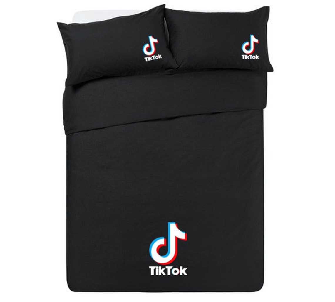 Tiktok Logo Black Bedding Duvet Set Single Double King Etsy UK