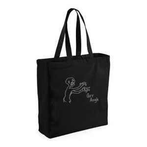 Black Grr Argh Buffy Whedon shopping tote bag. 42 x 39 x 13cm