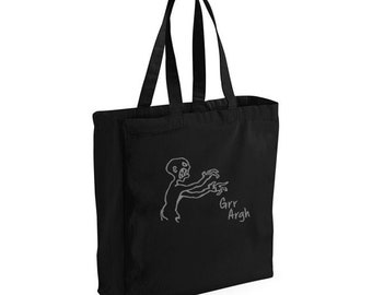 Black Grr Argh Buffy Whedon shopping tote bag. 42 x 39 x 13cm