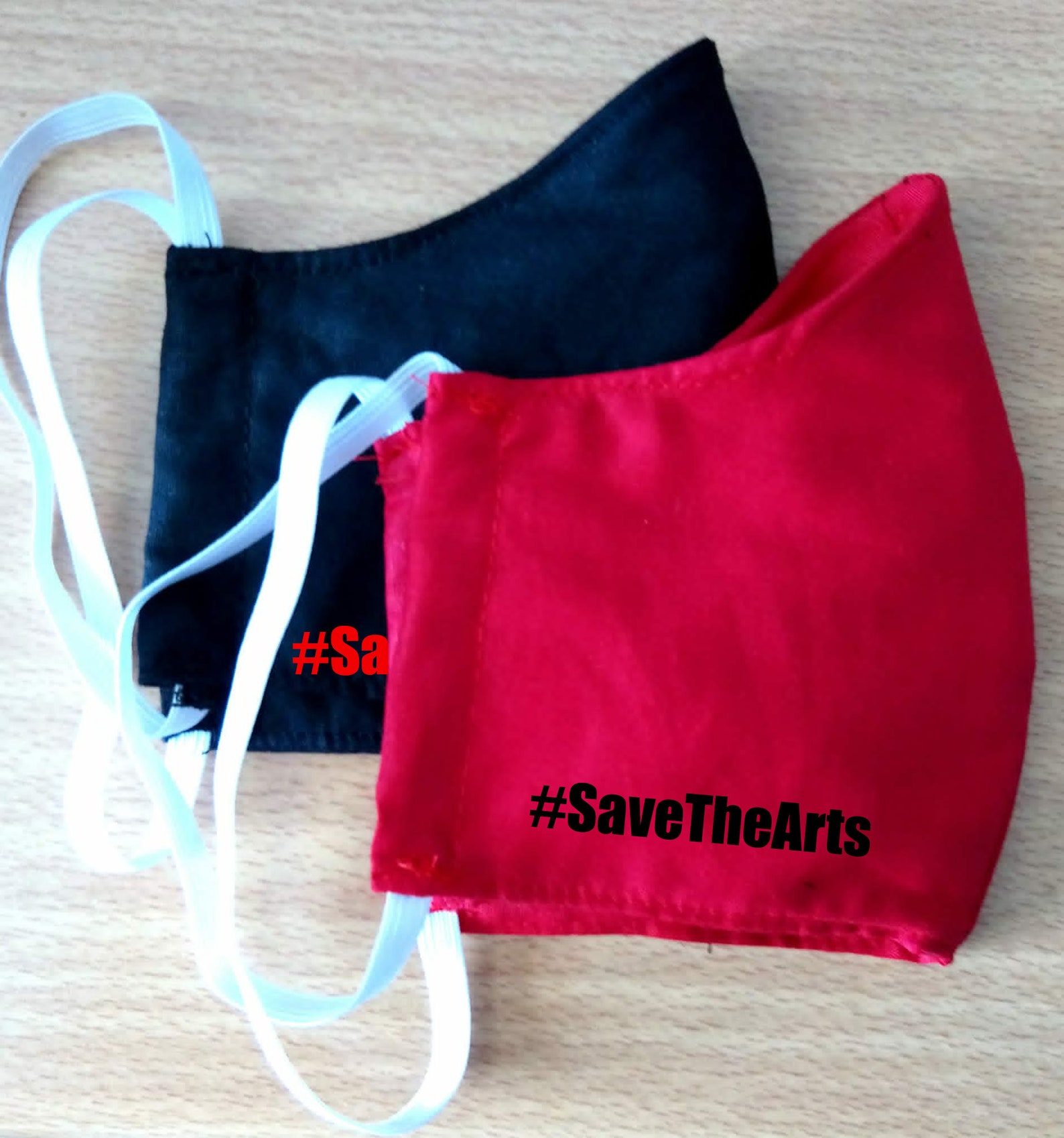 3 Layer Face Masks Red or Black with SaveTheArts on the Etsy