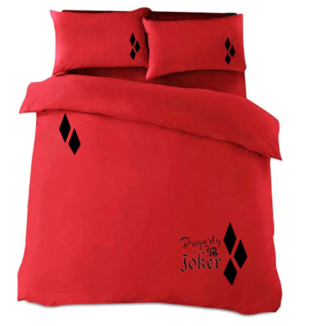 Harley Quinn Property of the Joker Red Diamond Bedding Duvet Set Double