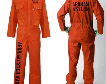Personalised Orange Arkham Asylum boiler suit overalls