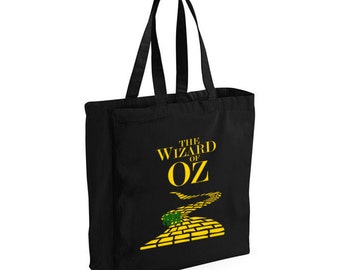 Black Wizard of Oz yellow brick road shopping tote bag. 42 x 39 x 13cm