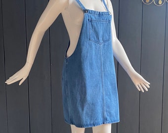 Vintage Western Style Denim Dungaree/overall Pinafore Dress