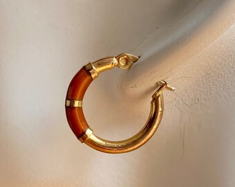 Elegant vintage 80s rings in golden brass and enameled brass One size