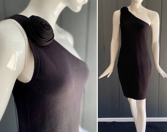 Sonia Rykiel dress for H&M, in black wool with asymmetrical neckline, T 38/40