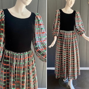 Increíble vestido de gala vintage años 80 cosido a mano, Talla 36/38